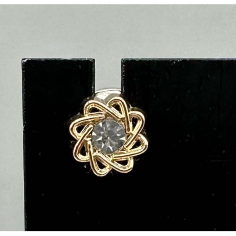 Gold Tone Floral Crystal Rhinestone Pin Jewelry Brooch Accessory Jacket Lapel